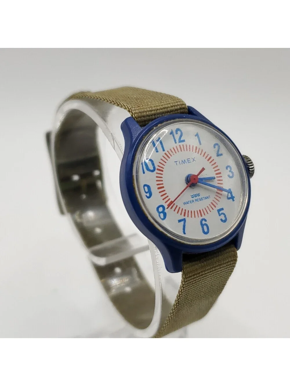 Vintage Timex Kids Mechanical Blue Watch 25mm Running